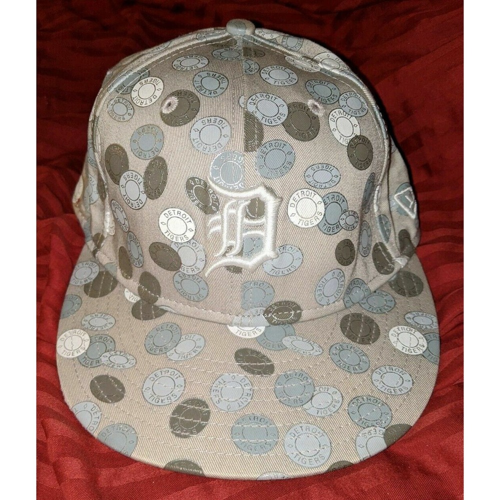 Detroit Tigers MLB New Era 59FIFTY Fitted Hat Size 7 1/8 Light Gray RARE HTF EUC